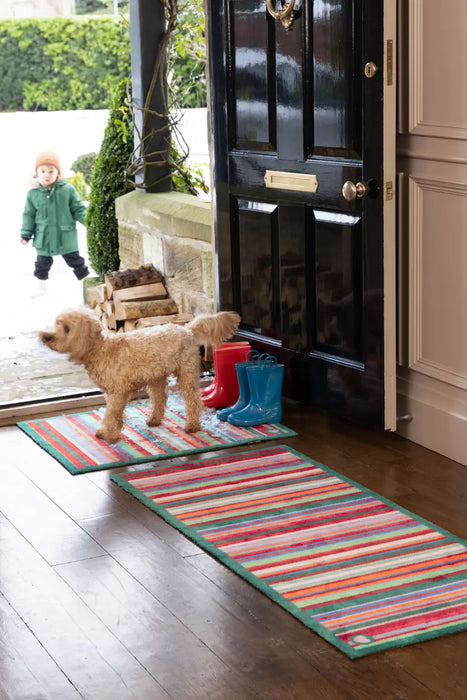 Hug Rug Washable Bright Green stripe Multi