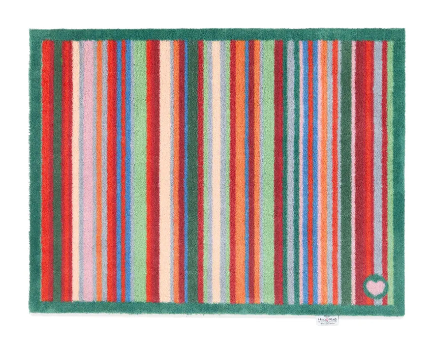 Hug Rug Washable Bright Green stripe Multi