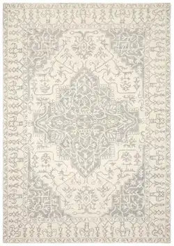 Asiatic bronte silver cream Grey, Ivory Living Room Wool Rug.