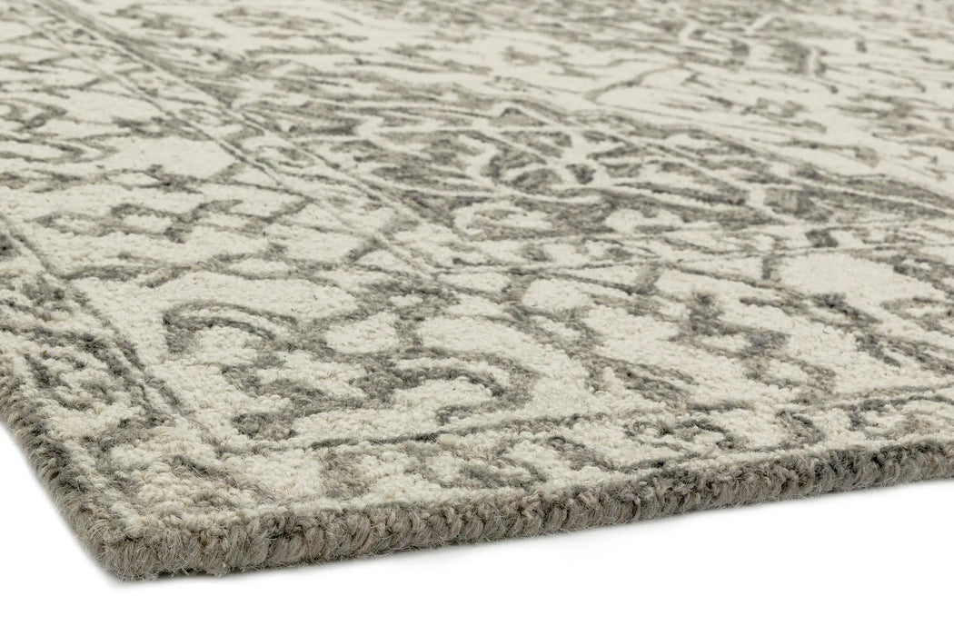 Asiatic bronte smoke cream Grey, Ivory Living Room Wool Rug.