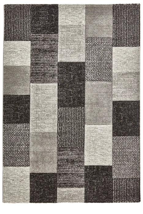 Think Rugs brooklyn 21830 grey black Grey, Black Living Room  Rug.