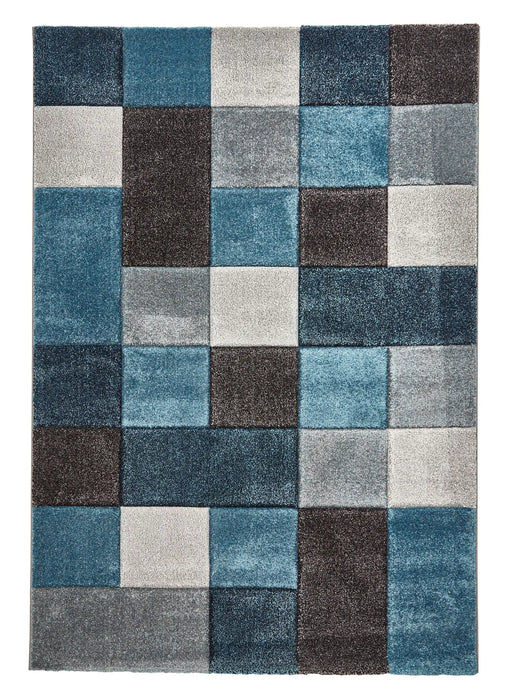 Think Rugs brooklyn 646 blue grey Blue, Grey Living Room  Rug.