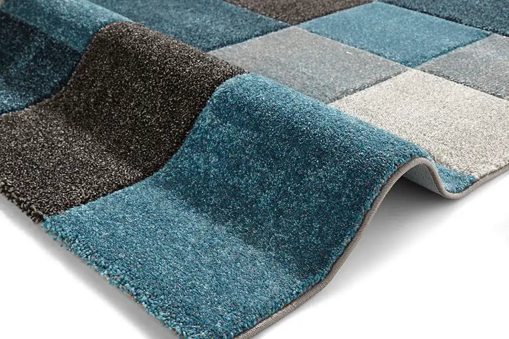 Think Rugs brooklyn 646 blue grey Blue, Grey Living Room  Rug.