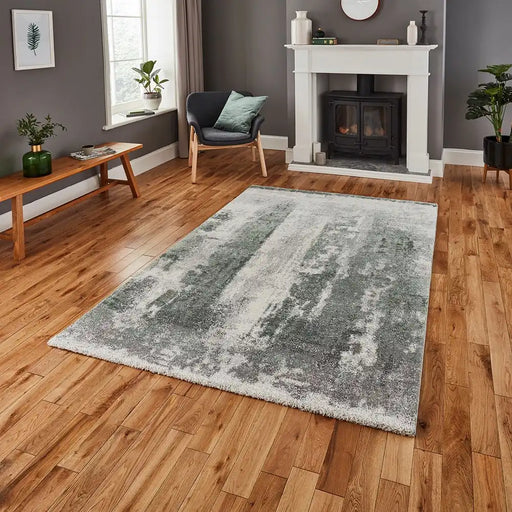 Think Rugs brooklyn 8595 ivory green Green, Ivory Living Room  Rug.