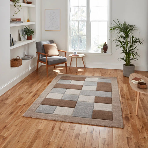 Think Rugs brooklyn brk04 beige grey Grey, Beige Living Room  Rug.