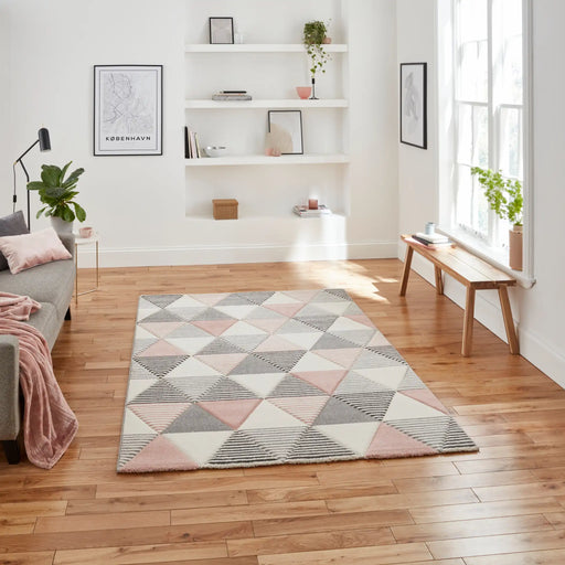 Think Rugs brooklyn brk15 grey rose Grey, Pink Living Room  Rug.