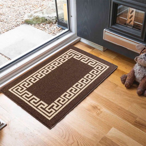 Serdim Rugs gel back 413 brown Brown Living Room Geometric Rug.