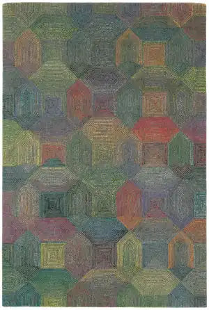 Asiatic camden grey multi Multicoloured Living Room Geometric Rug.