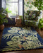 Clarke & Clarke monkey business indigo blue Blue, Green, Multicoloured Living Room Floral Rug.