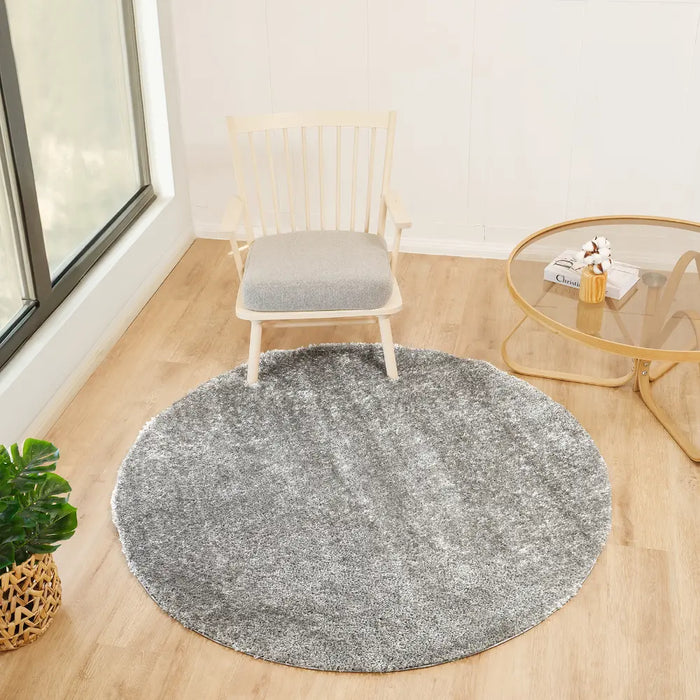 CLAIRE Shaggy Solid Color Plush Pile Dark Grey Rug Grey