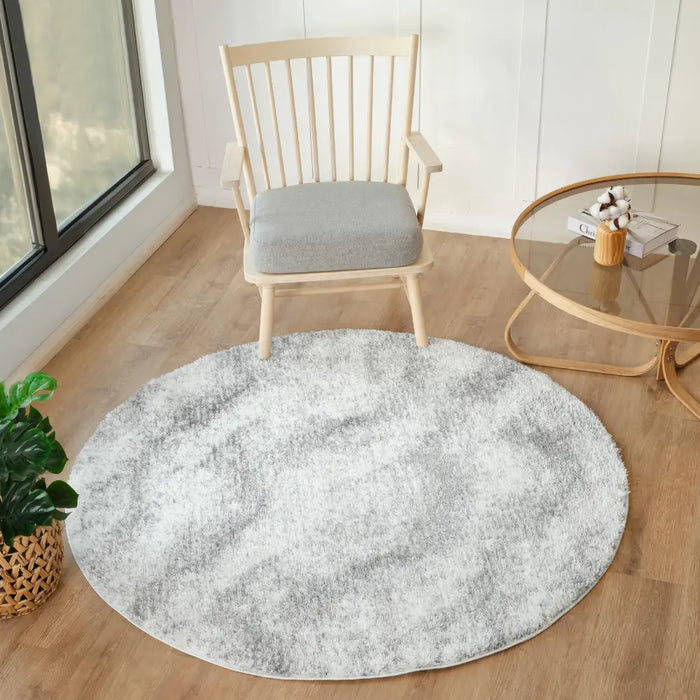 MARINA Shaggy Solid Color Plush Pile Grey Rug Grey