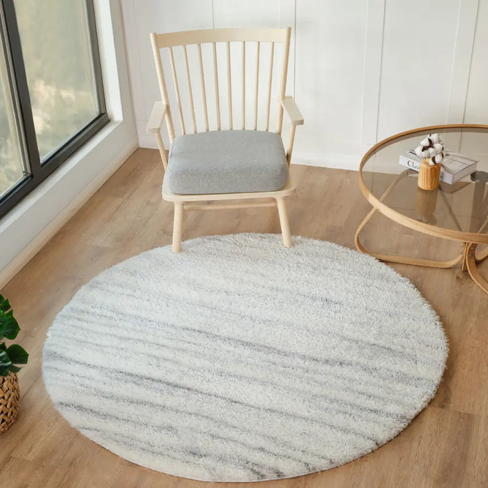 ADLEY Shaggy Modern Plush Pile Light Grey Rug
