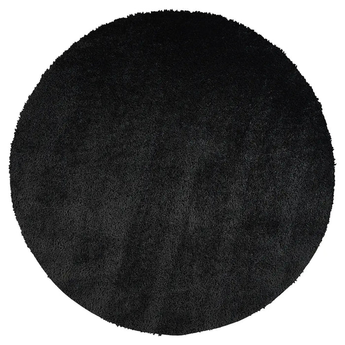 CLAIRE Shaggy Solid Color Plush Pile Black Rug Black
