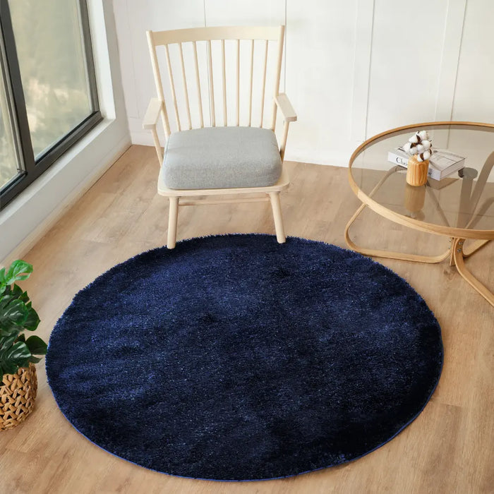 CLAIRE Shaggy Solid Color Plush Pile Cobalt Rug Blue