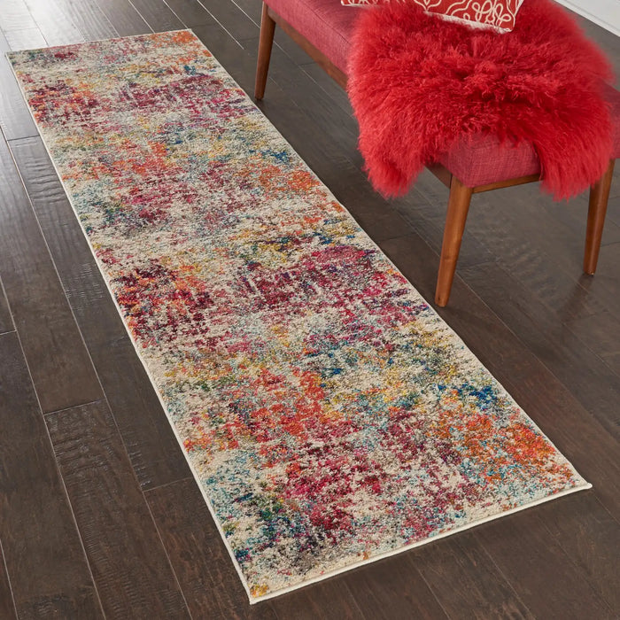Nourison celestial ces13 pink multi Multicoloured, Pink Living Room  Rug.