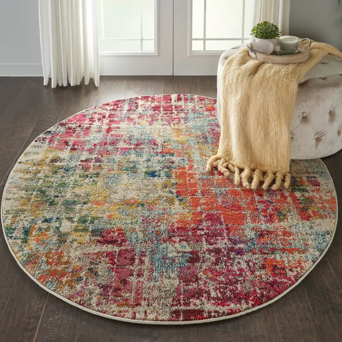 Nourison celestial ces13 pink multi Multicoloured, Pink Living Room  Rug.
