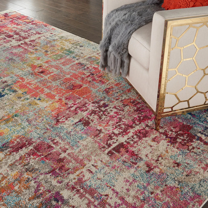 Nourison celestial ces13 pink multi Multicoloured, Pink Living Room  Rug.