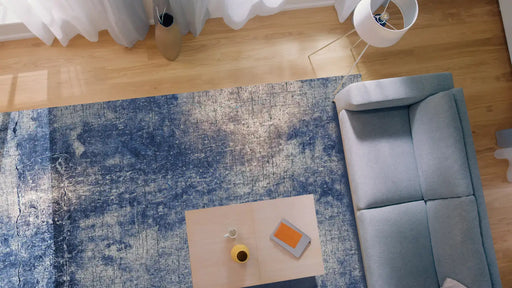 Jackie and the Fish jackieandthefish chaos yam blue Blue Living Room Flat Weave Rug.