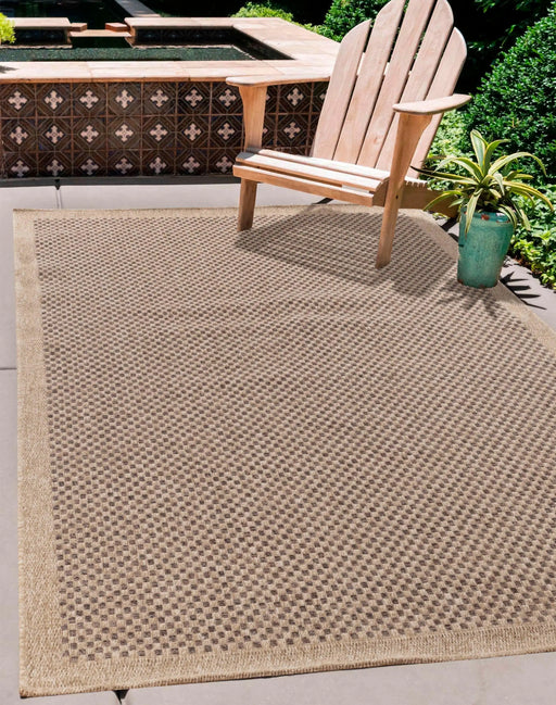 Serdim Rugs harper outdoor check jute Brown Living Room Natural Fibre Rug.