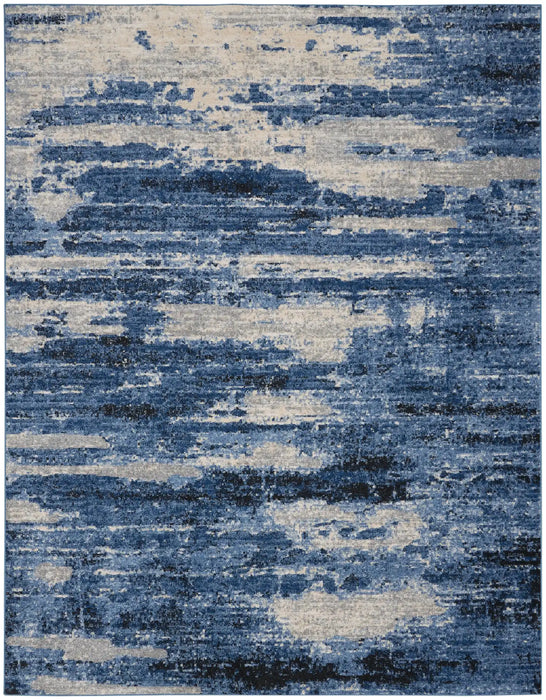 Calvin Klein ck001 river flow rfv01 blue grey Blue, Grey Living Room Floral Rug.