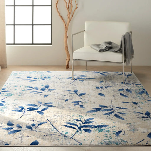 Calvin Klein ck001 river flow rfv03 beige navy Beige, Navy Living Room Floral Rug.