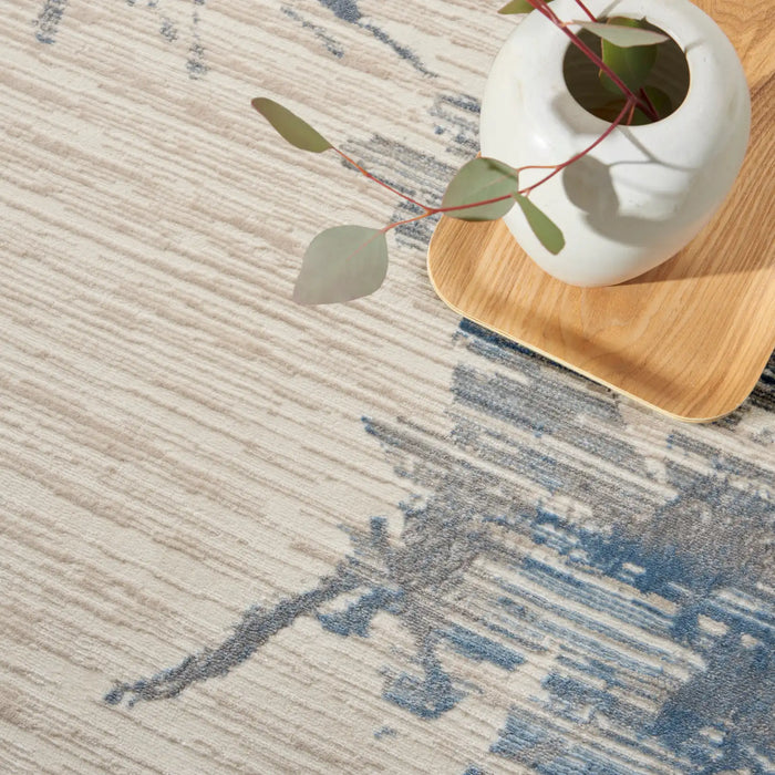 Calvin Klein ck005 enchanting ech01 ivory grey blue Blue, Grey, Ivory, Multicoloured Living Room  Rug.