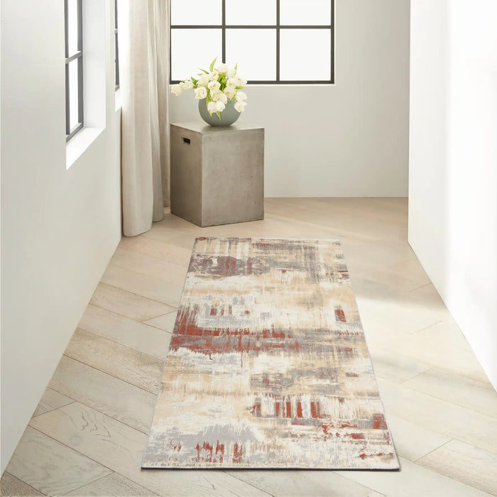 Calvin Klein ck005 enchanting ech02 grey rust Grey, Multicoloured, Red Living Room  Rug.