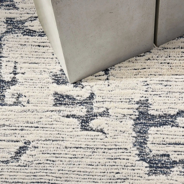 Calvin Klein ck009 sculptural scl01 blue Blue, Ivory Living Room Wool Rug.