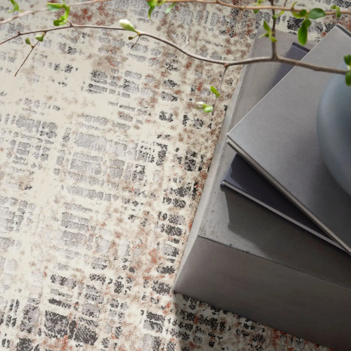 Calvin Klein ck022 infinity ifn01 rust multi Grey, Multicoloured, Orange Living Room  Rug.