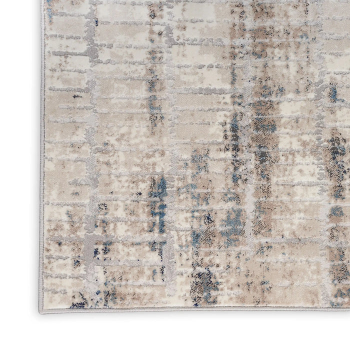 Calvin Klein ck022 infinity ifn02 ivory grey blue Blue, Grey, Ivory, Multicoloured Living Room  Rug.