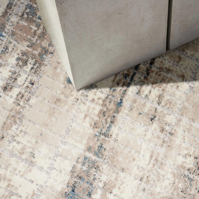 Calvin Klein ck022 infinity ifn02 ivory grey blue Blue, Grey, Ivory, Multicoloured Living Room  Rug.