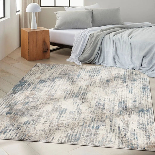 Calvin Klein ck022 infinity ifn04 ivory grey blue Blue, Grey, Ivory, Multicoloured Living Room  Rug.