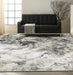 Calvin Klein ck50 balian ck56 silver black Grey, Black Living Room Geometric Rug.