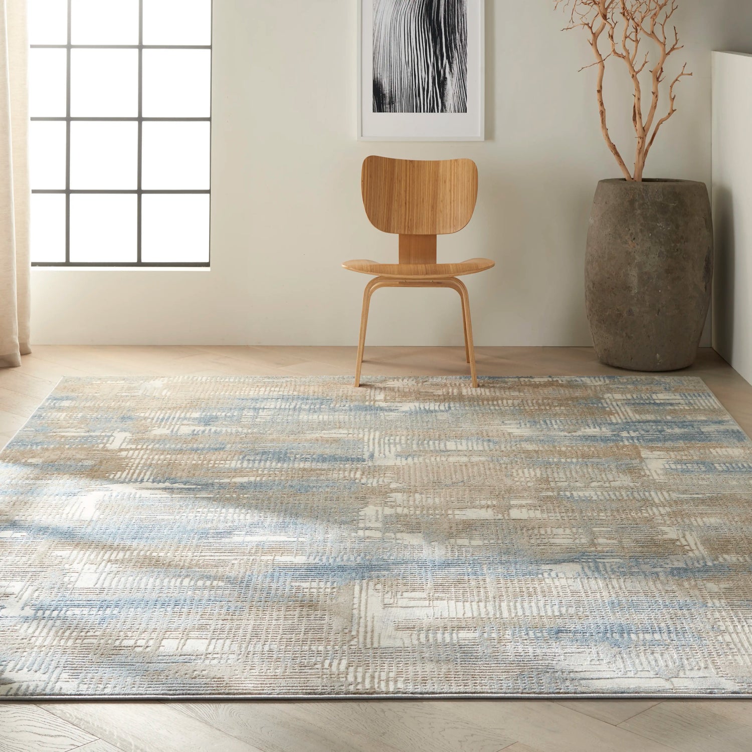 Calvin Klein ck950 rush ck951 blue beige Blue, Beige Living Room  Rug.