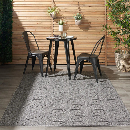 Nourison cozumel outdoor czm01 dark grey Grey Living Room Geometric Rug.