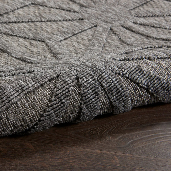 Nourison cozumel outdoor czm01 dark grey Grey Living Room Geometric Rug.