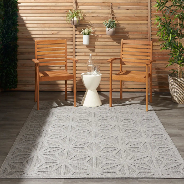 Nourison cozumel outdoor czm01 light grey Grey Living Room Geometric Rug.