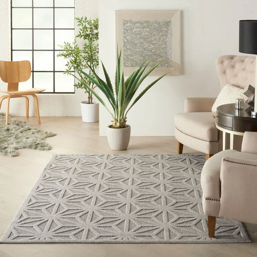 Nourison cozumel outdoor czm01 light grey Grey Living Room Geometric Rug.