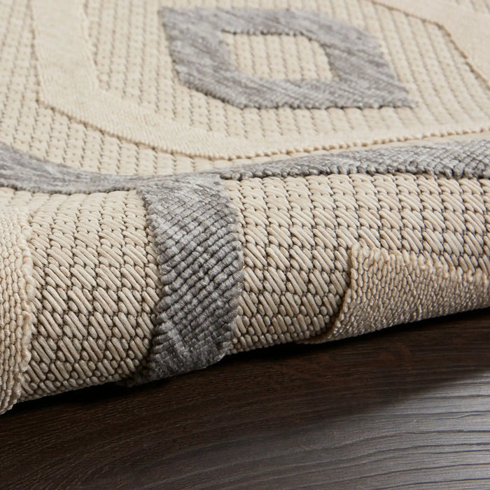 Nourison cozumel outdoor czm02 cream Grey, Ivory, Cream Living Room Geometric Rug.