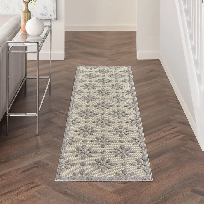 Nourison cozumel outdoor czm02 cream Grey, Ivory, Cream Living Room Geometric Rug.