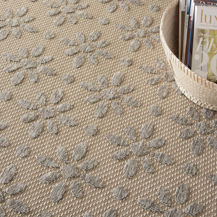 Nourison cozumel outdoor czm03 cream Grey, Ivory Living Room Geometric Rug.