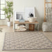 Nourison cozumel outdoor czm03 cream Grey, Ivory Living Room Geometric Rug.