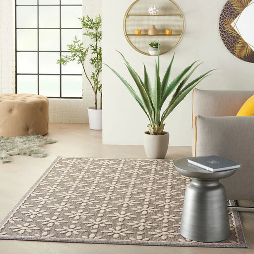 Nourison cozumel outdoor czm03 grey Grey Living Room Geometric Rug.