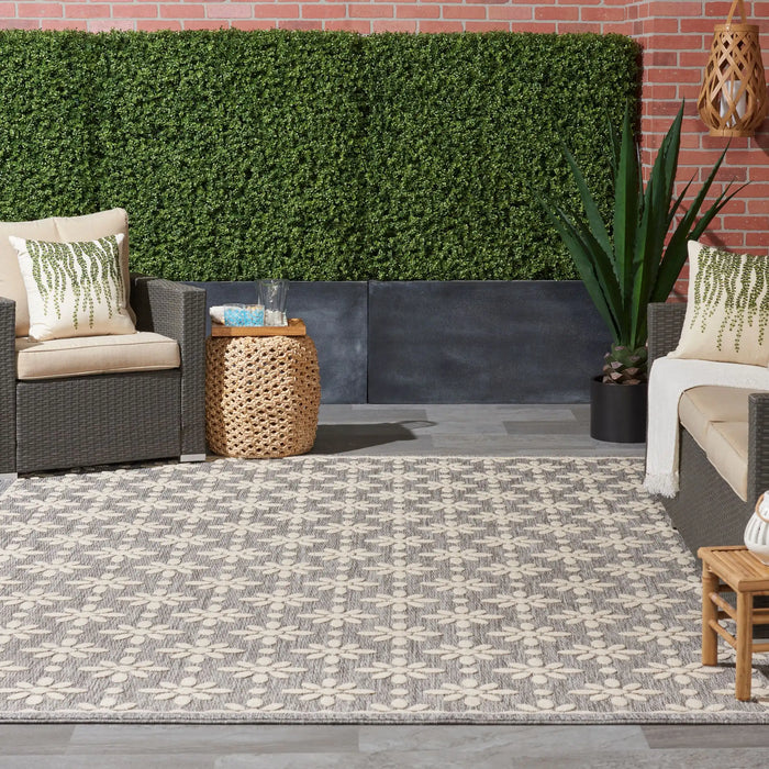 Nourison cozumel outdoor czm03 grey Grey Living Room Geometric Rug.