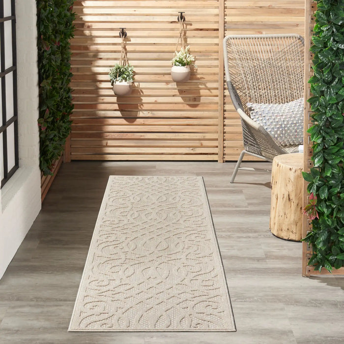Nourison cozumel outdoor czm04 cream Ivory, Cream Living Room Geometric Rug.