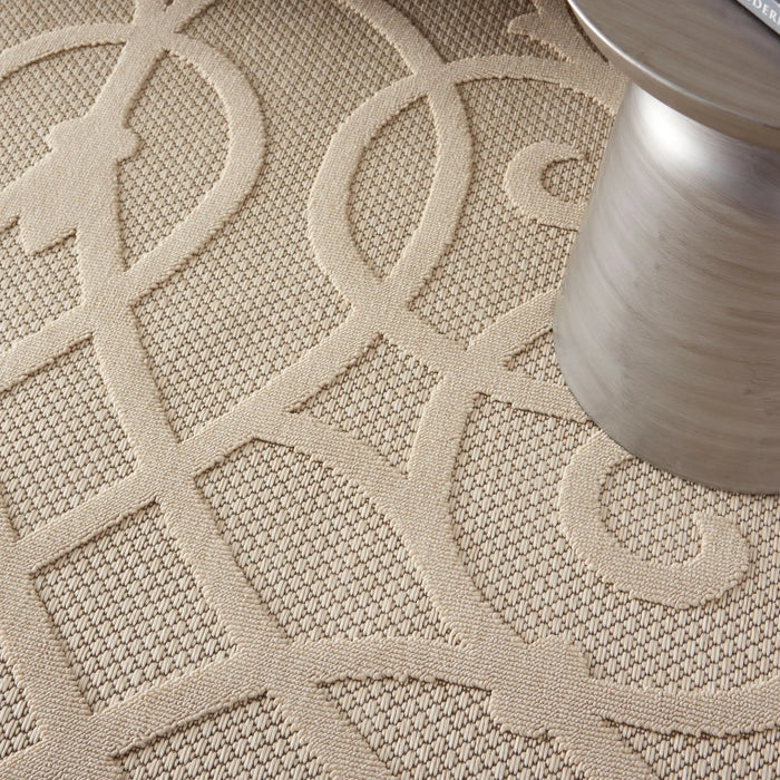 Nourison cozumel outdoor czm04 cream Ivory, Cream Living Room Geometric Rug.