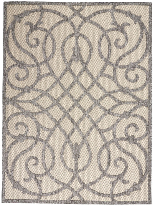 Nourison cozumel outdoor czm04 cream grey Grey, Ivory, Cream Living Room Geometric Rug.