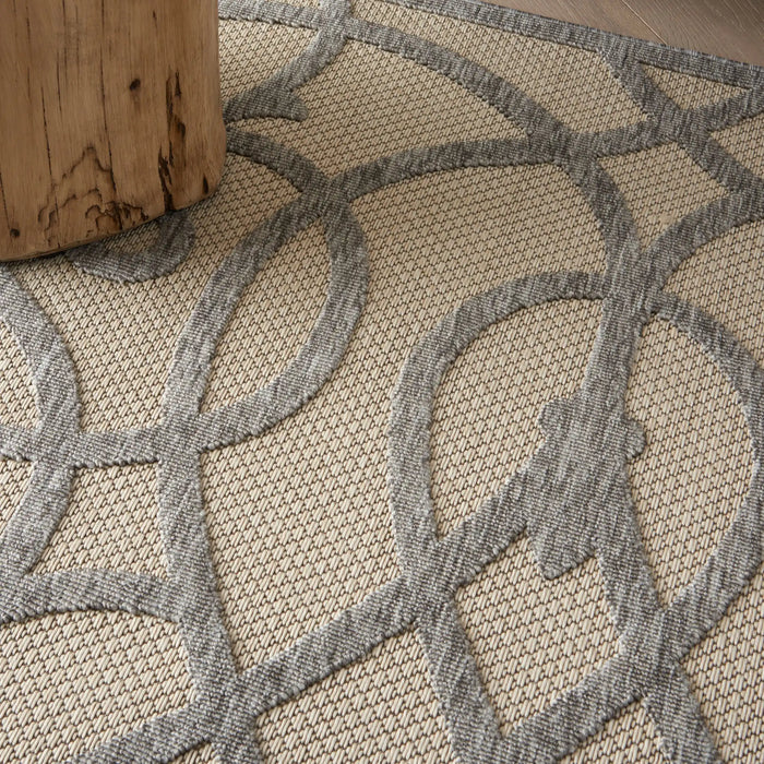 Nourison cozumel outdoor czm04 cream grey Grey, Ivory, Cream Living Room Geometric Rug.