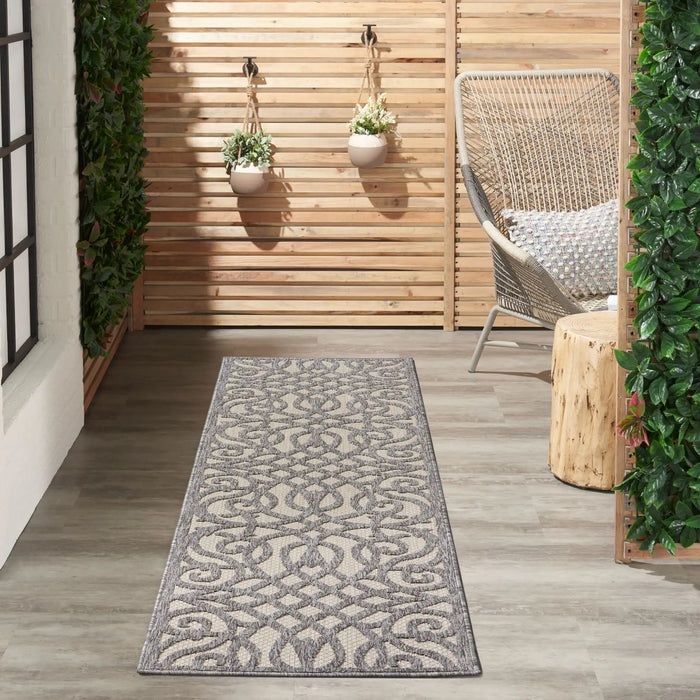 Nourison cozumel outdoor czm04 cream grey Grey, Ivory, Cream Living Room Geometric Rug.