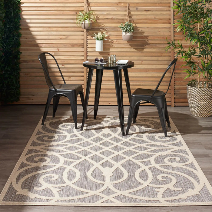 Nourison cozumel outdoor czm04 grey Grey Living Room Geometric Rug.